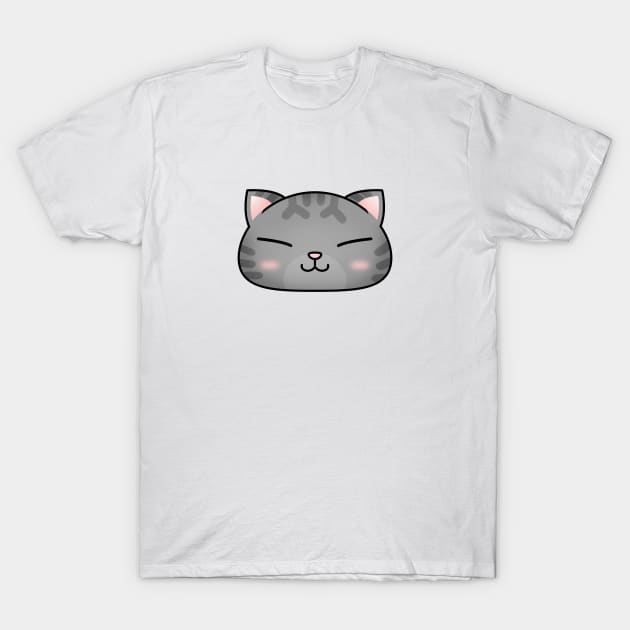 Cute Silver Tabby Cat Face T-Shirt by Takeda_Art